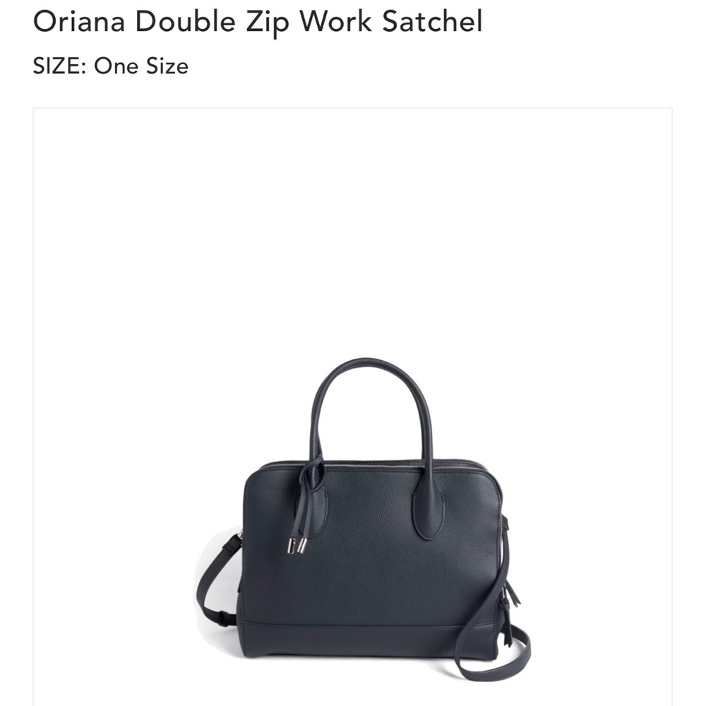 BNWT Urban Expressions Navy Oriana double zip work satchel with strap.